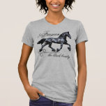 T-shirt Cheval frison, la beaut&#233; noire, &#233;talon, argent