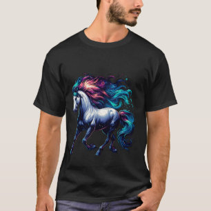 T-shirt Cheval galactique avec crinière colorée