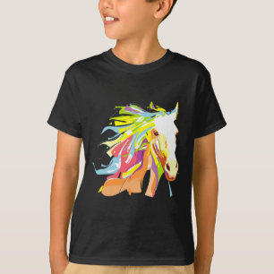 T-shirt Cheval Head Rainbow Art
