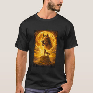 T-shirt Cheval hurlant à la Lune Vintage drôle Graphique d