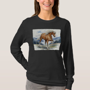 T-shirt Cheval islandais Edda Silver bay dans les montagne