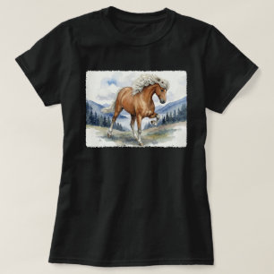 T-shirt Cheval islandais Edda Silver bay dans les montagne