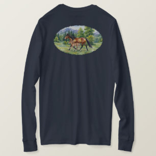 T-shirt Cheval islandais Sola et poulain dans un pré de mo