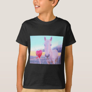 T-shirt Cheval jaune et Coeur rouge