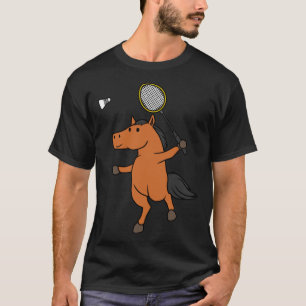 T-shirt Cheval Jouer Badminton Sport Ironique Animal Pullo