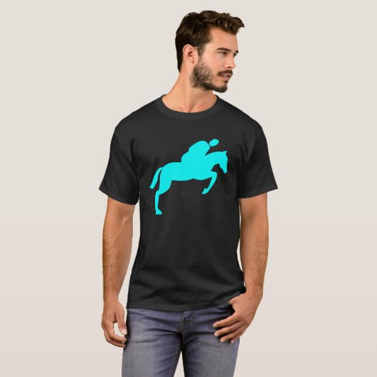 T-shirt Cheval Jumping - Cyan (Devant entier)
