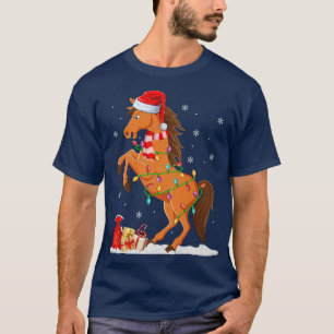 T-shirt Cheval Lights Xmas Lover Père Noël Horse Noël