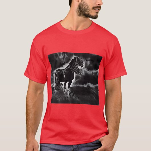 T-shirt Cheval Long Cheveux Fabriqué De Nuages ami (Devant)