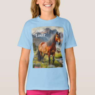 T-shirt Cheval Lover Brown Mustang Kids