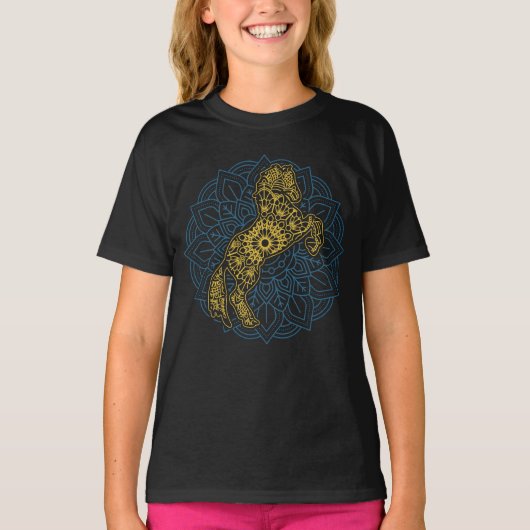 T-shirt Cheval Lover équitation équitation Mandala Horses (Devant)