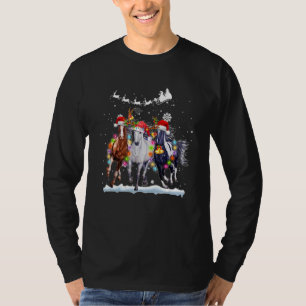 T-shirt Cheval Lumières de Noël Reindeer Santa Hat Horse