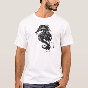 T-shirt Cheval marin en colère en noir