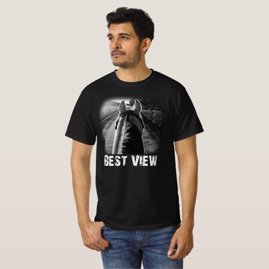 T-shirt Cheval Meilleure Vue De Cheval Retour Idées Cadeau (Devant entier)