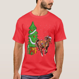 T-shirt Cheval Noël Arbre Santa Hat Cheval Noël Lig