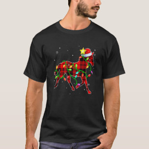 T-shirt Cheval Noël Chapeau de Père Noël Lumières de Noë