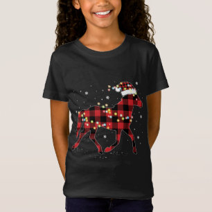T-Shirt Cheval Noël Rouge Plaid Buffalo Pajama Horse Rid
