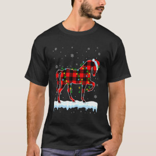 T-shirt Cheval Noël Santa Chapeau mignon Animaux Noël Lumi