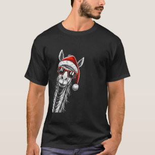 T-shirt Cheval Noël Santa Hat Pajama Funny Pony Noël