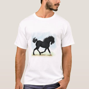 T-shirt Cheval noir avec étoile et jarret (Beauté noire)