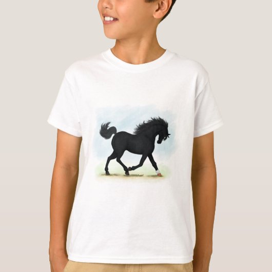 T-shirt Cheval noir avec étoile et soc (Beauté noire) (Devant)