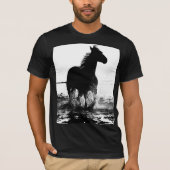 T-shirt Cheval noir blanc moderne Pop Art Hommes (Devant)