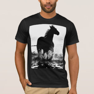 T-shirt Cheval noir blanc moderne Pop Art Hommes