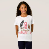T-Shirt Cheval Noir floral Filles Anniversaire (Devant entier)