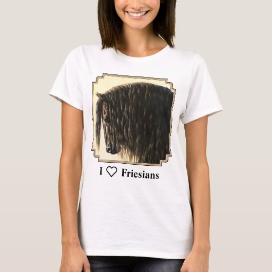 T-shirt Cheval noir Friésien (Devant)