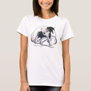 T-shirt Cheval noir Tobiano Gypsy Vanner