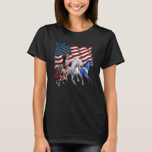 T-shirt Cheval patriotique Drapeau américain 4 juillet Che