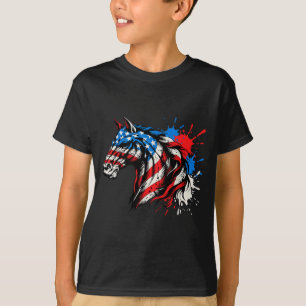 T-shirt Cheval patriotique drapeau américain éclaboussure 