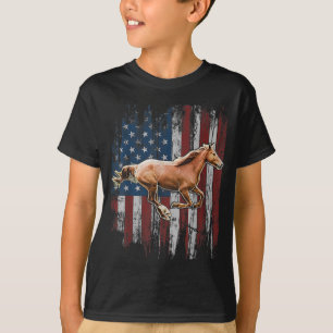T-shirt Cheval patriotique Drapeau américain Équitation lo