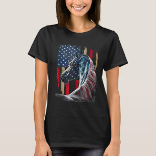 T-shirt Cheval Patriotique Usa Drapeau Vintage Cheval 4 ju