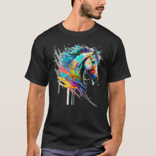 T-shirt Cheval peint Art Pop Coloré Artistique