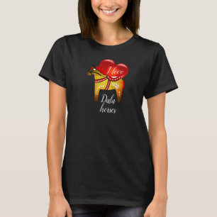 T-shirt Cheval populaire Dala, coeur rouge/noir/jaune/blan