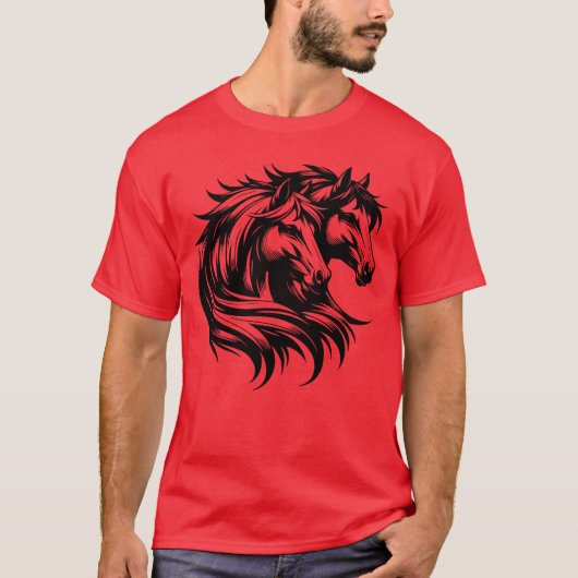 T-shirt Cheval Portraiwo Chevaux Élégant Belle mousse Mane (Devant)