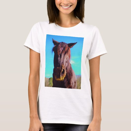 T-shirt Cheval pourpre avec Bouche verte (Devant)