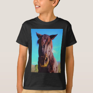 T-shirt Cheval pourpre avec Bouche verte