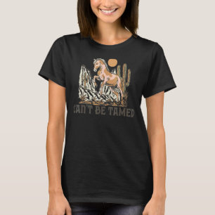 T-shirt Cheval Rétro Désert Cactus Coucher de Soleil Ne Pe