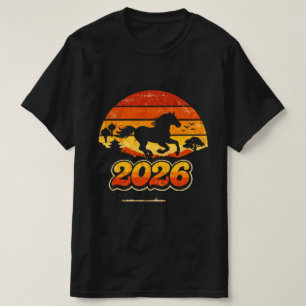 T-shirt Cheval Rétro Vintage Coucher de Soleil 2026