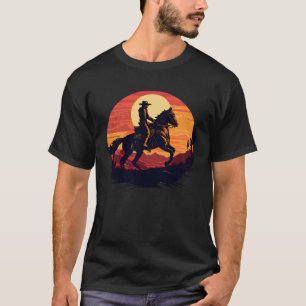 T-shirt Cheval Rider Retro Vintage Sunset Horse Girl Graph