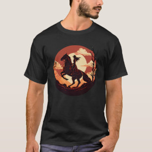 T-shirt Cheval Rider Retro Vintage Sunset Horse Girl Graph