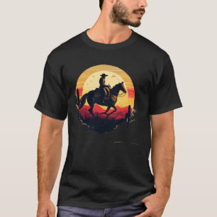 T-shirt Cheval Rider Retro Vintage Sunset Horse Girl Graph