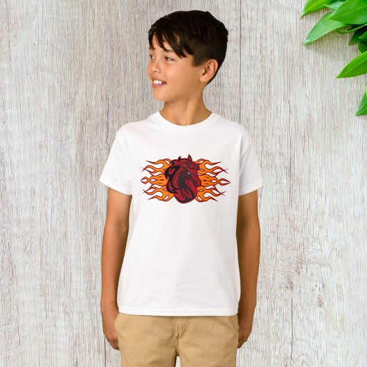 T-shirt Cheval rouge fière avec flammes
