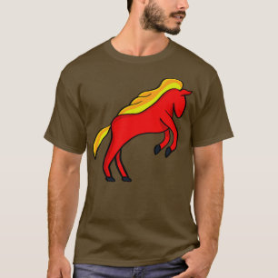 T-shirt Cheval rougeâtre aux tons vifs dans la crinière