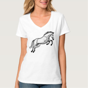 T-shirt Cheval Sauter Doodle noir et blanc