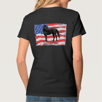 T-shirt Cheval sauvage américain sauvage et libre V -
