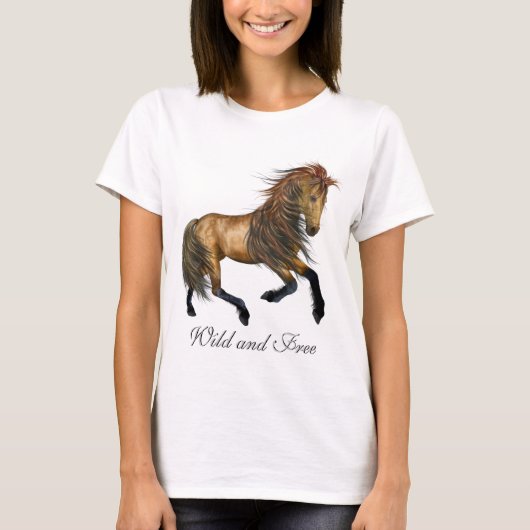 T-shirt Cheval sauvage et libre (Devant)