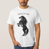 T-shirt Cheval sauvage noir dressé avec texte pers (Devant)