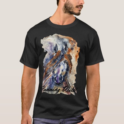 T-shirt Cheval sauvage, peinture aquarelle Imprimer (Devant)